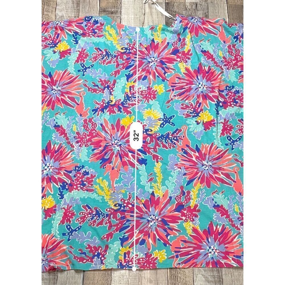 Lilly Pulitzer Stefani Dress Trippin & Sippin Beach Coverup Aqua Pink Cruisewear - Picture 9 of 12